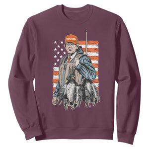 Trump Camo Duck Hunting Sweatshirt Hello Hunting Season US Flag TS02 Maroon Print Your Wear