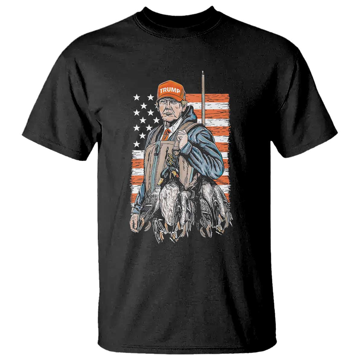 Trump Camo Duck Hunting T Shirt Hello Hunting Season US Flag TS02 Black Print Your Wear
