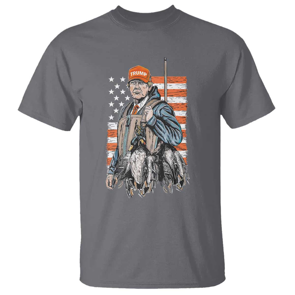 Trump Camo Duck Hunting T Shirt Hello Hunting Season US Flag TS02 Charcoal Print Your Wear