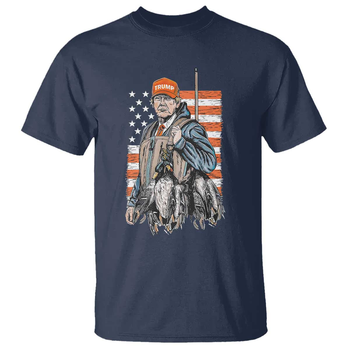 Trump Camo Duck Hunting T Shirt Hello Hunting Season US Flag TS02 Navy Print Your Wear