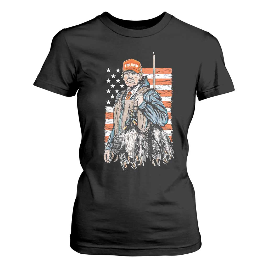 Trump Camo Duck Hunting T Shirt For Women Hello Hunting Season US Flag TS02 Black Print Your Wear