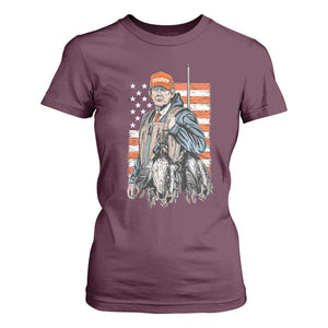 Trump Camo Duck Hunting T Shirt For Women Hello Hunting Season US Flag TS02 Maroon Print Your Wear