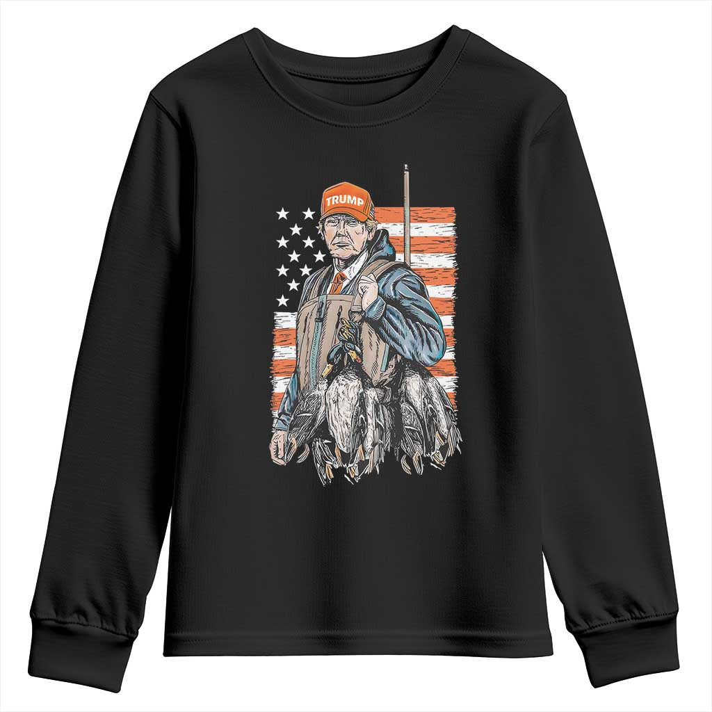 Trump Camo Duck Hunting Youth Sweatshirt Hello Hunting Season US Flag TS02 Black Print Your Wear