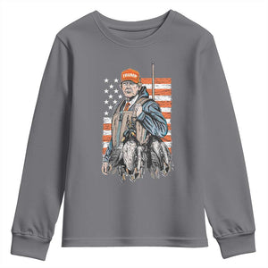 Trump Camo Duck Hunting Youth Sweatshirt Hello Hunting Season US Flag TS02 Charcoal Print Your Wear