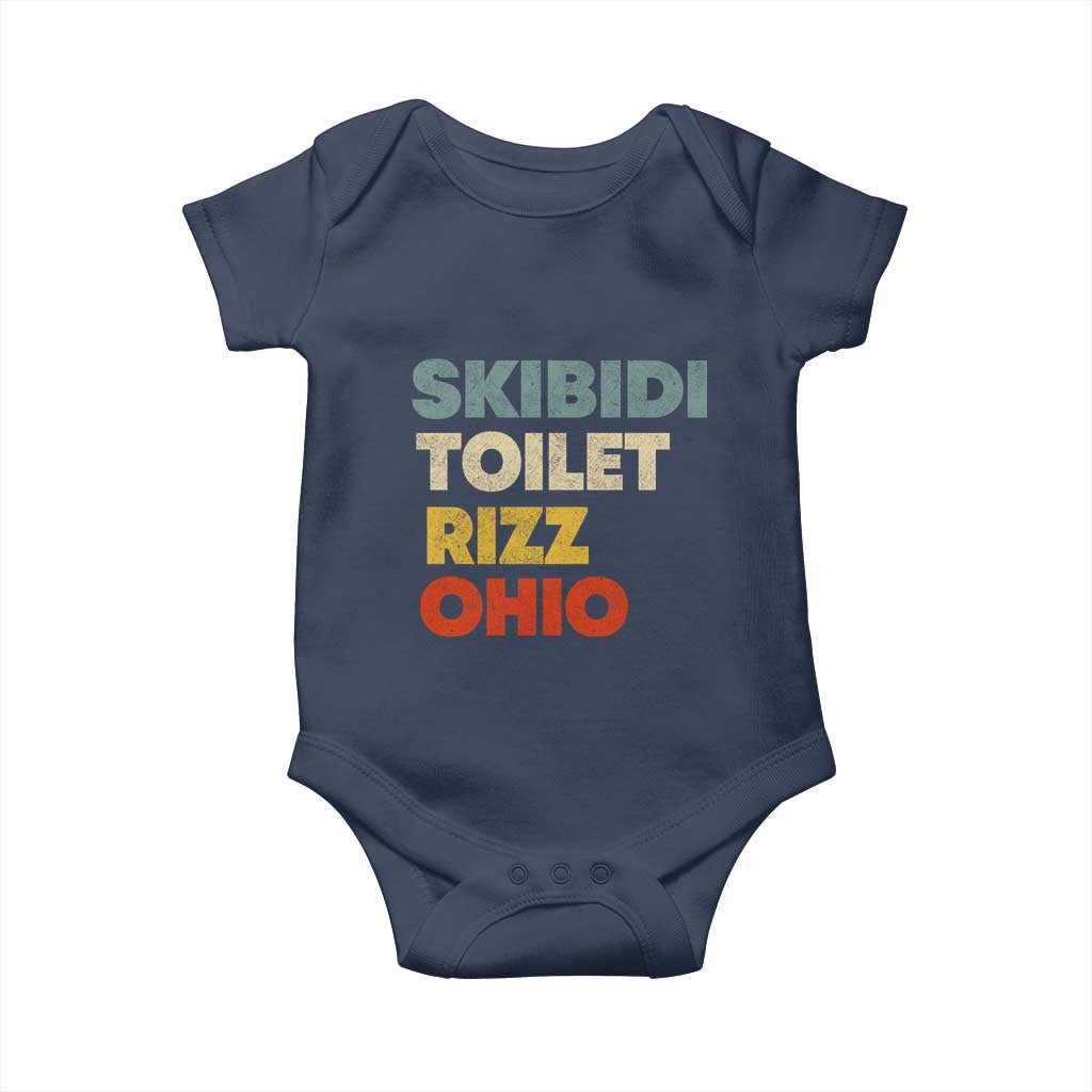 Skibidi Toilet Rizz Ohio Baby Onesie Funny Gen Alpha Slang Rizzler Game TS02 Navy Print Your Wear