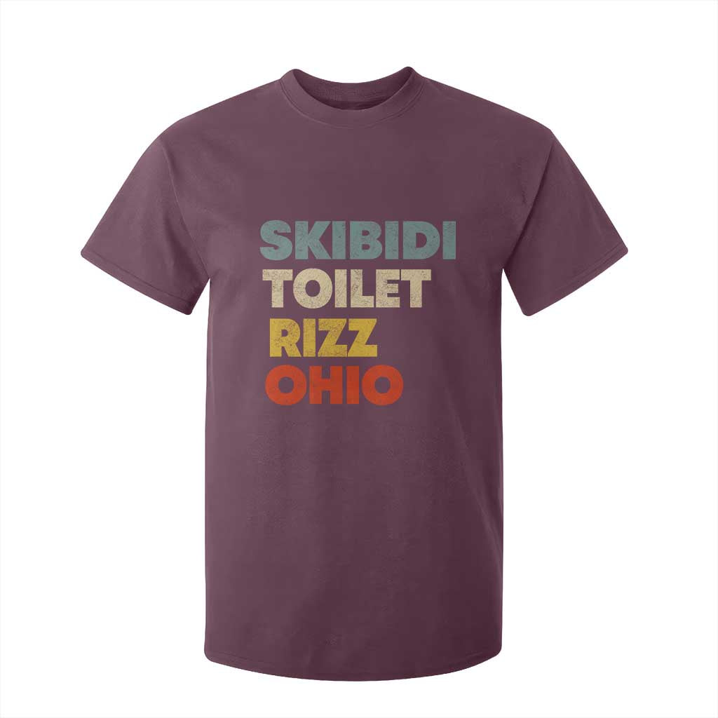 Skibidi Toilet Rizz Ohio T Shirt For Kid Funny Gen Alpha Slang Rizzler Game TS02 Maroon Print Your Wear