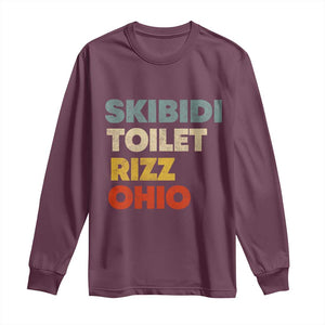 Skibidi Toilet Rizz Ohio Long Sleeve Shirt Funny Gen Alpha Slang Rizzler Game TS02 Maroon Print Your Wear