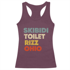 Skibidi Toilet Rizz Ohio Racerback Tank Top Funny Gen Alpha Slang Rizzler Game TS02 Maroon Print Your Wear