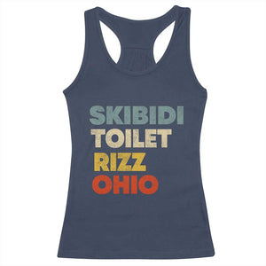 Skibidi Toilet Rizz Ohio Racerback Tank Top Funny Gen Alpha Slang Rizzler Game TS02 Navy Print Your Wear