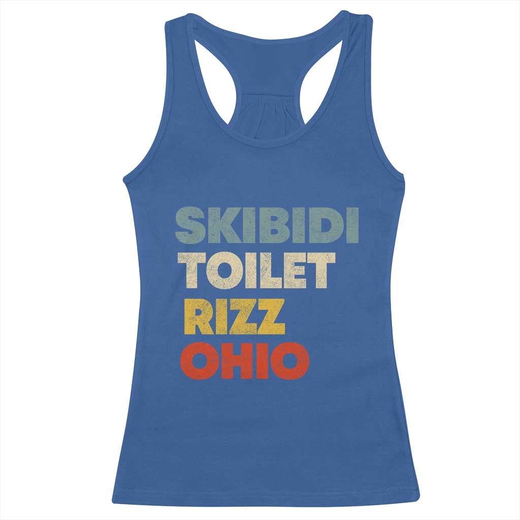 Skibidi Toilet Rizz Ohio Racerback Tank Top Funny Gen Alpha Slang Rizzler Game TS02 Royal Blue Print Your Wear