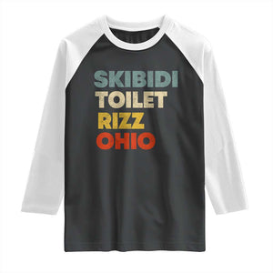 Skibidi Toilet Rizz Ohio Raglan Shirt Funny Gen Alpha Slang Rizzler Game TS02 Black White Print Your Wear