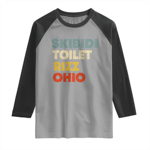 Skibidi Toilet Rizz Ohio Raglan Shirt Funny Gen Alpha Slang Rizzler Game TS02 Sport Gray Black Print Your Wear