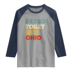Skibidi Toilet Rizz Ohio Raglan Shirt Funny Gen Alpha Slang Rizzler Game TS02 Sport Gray Navy Print Your Wear