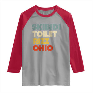 Skibidi Toilet Rizz Ohio Raglan Shirt Funny Gen Alpha Slang Rizzler Game TS02 Sport Gray Red Print Your Wear