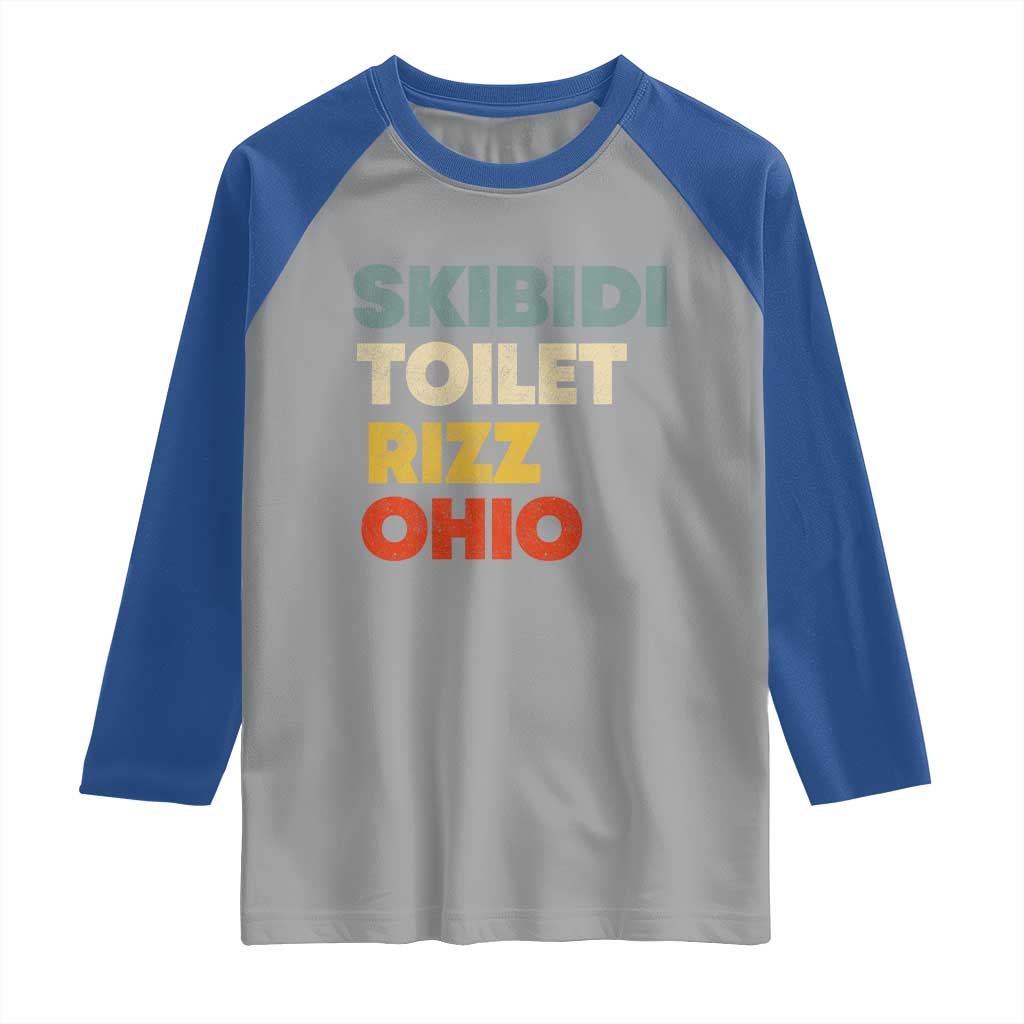 Skibidi Toilet Rizz Ohio Raglan Shirt Funny Gen Alpha Slang Rizzler Game TS02 Sport Gray Royal Print Your Wear