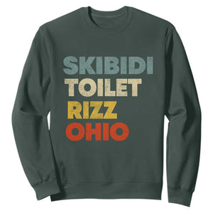 Skibidi Toilet Rizz Ohio Sweatshirt Funny Gen Alpha Slang Rizzler Game TS02 Dark Forest Green Print Your Wear