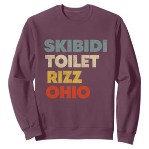 Skibidi Toilet Rizz Ohio Sweatshirt Funny Gen Alpha Slang Rizzler Game TS02 Maroon Print Your Wear