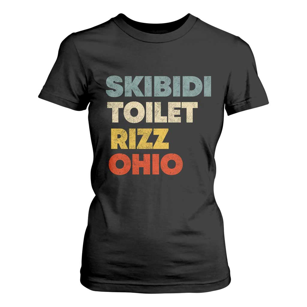Skibidi Toilet Rizz Ohio T Shirt For Women Funny Gen Alpha Slang Rizzler Game TS02 Black Print Your Wear