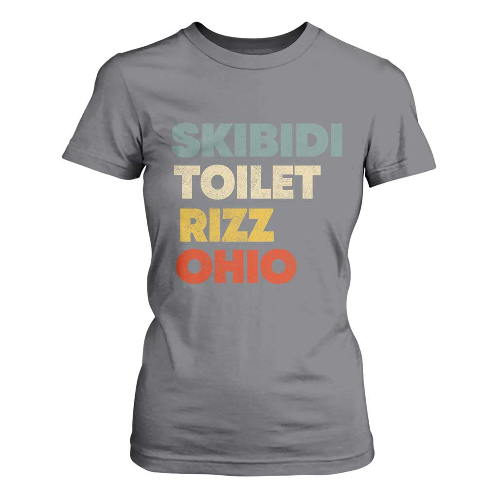 Skibidi Toilet Rizz Ohio T Shirt For Women Funny Gen Alpha Slang Rizzler Game TS02 Charcoal Print Your Wear