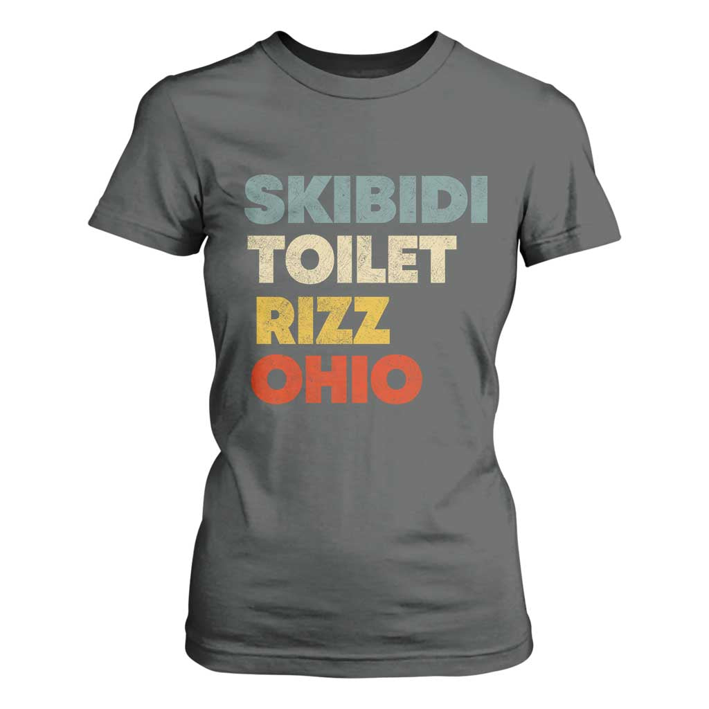 Skibidi Toilet Rizz Ohio T Shirt For Women Funny Gen Alpha Slang Rizzler Game TS02 Dark Heather Print Your Wear