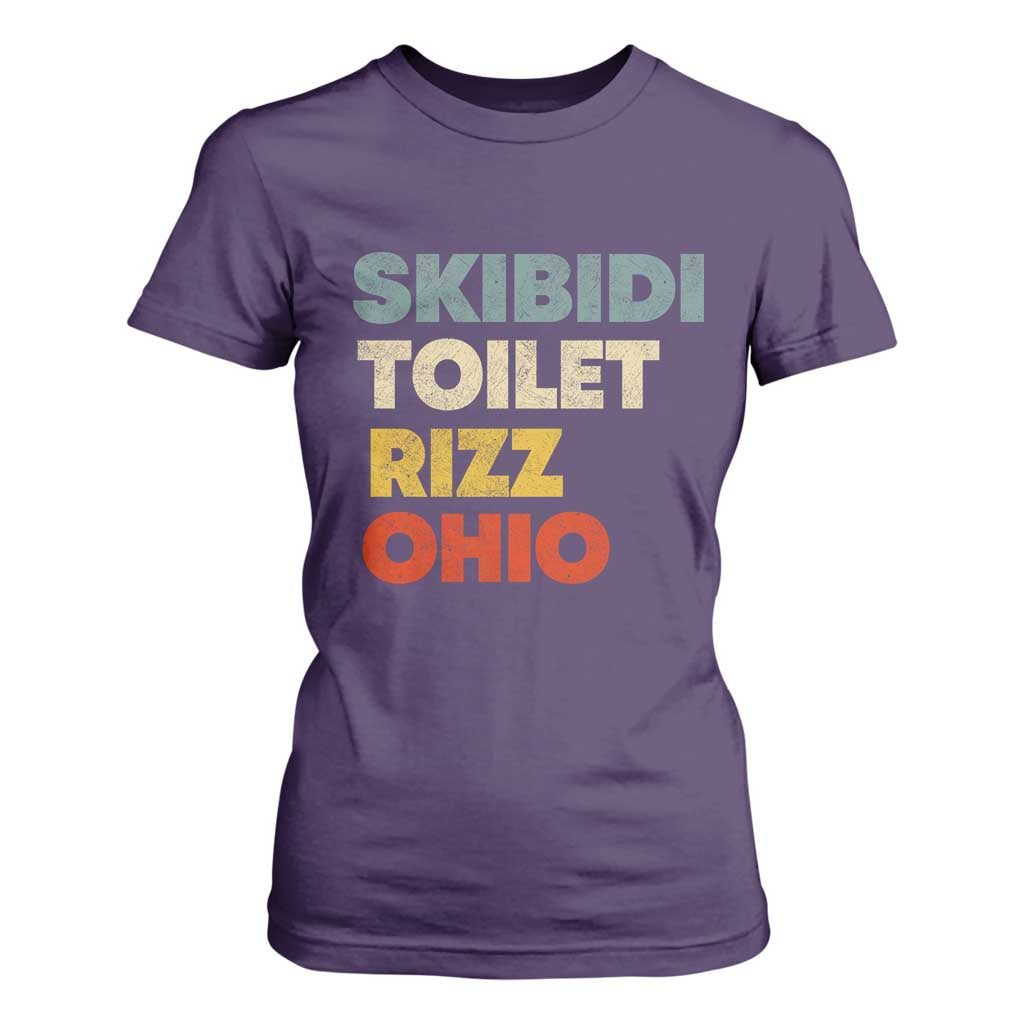 Skibidi Toilet Rizz Ohio T Shirt For Women Funny Gen Alpha Slang Rizzler Game TS02 Purple Print Your Wear