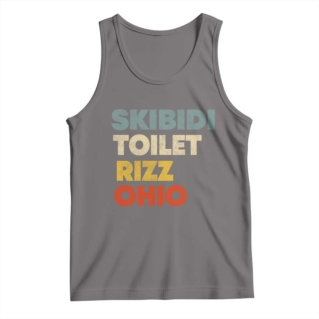 Skibidi Toilet Rizz Ohio Tank Top Funny Gen Alpha Slang Rizzler Game TS02 Deep Heather Print Your Wear
