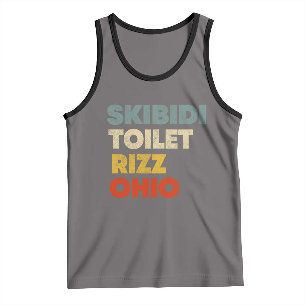 Skibidi Toilet Rizz Ohio Tank Top Funny Gen Alpha Slang Rizzler Game TS02 Deep Heather Black Print Your Wear