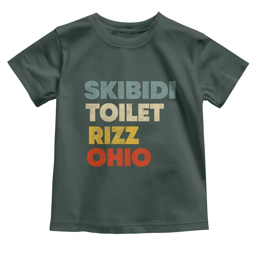 Skibidi Toilet Rizz Ohio Toddler T Shirt Funny Gen Alpha Slang Rizzler Game TS02 Dark Forest Green Print Your Wear