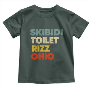 Skibidi Toilet Rizz Ohio Toddler T Shirt Funny Gen Alpha Slang Rizzler Game TS02 Dark Forest Green Print Your Wear