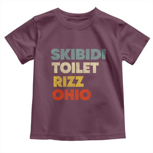 Skibidi Toilet Rizz Ohio Toddler T Shirt Funny Gen Alpha Slang Rizzler Game TS02 Maroon Print Your Wear