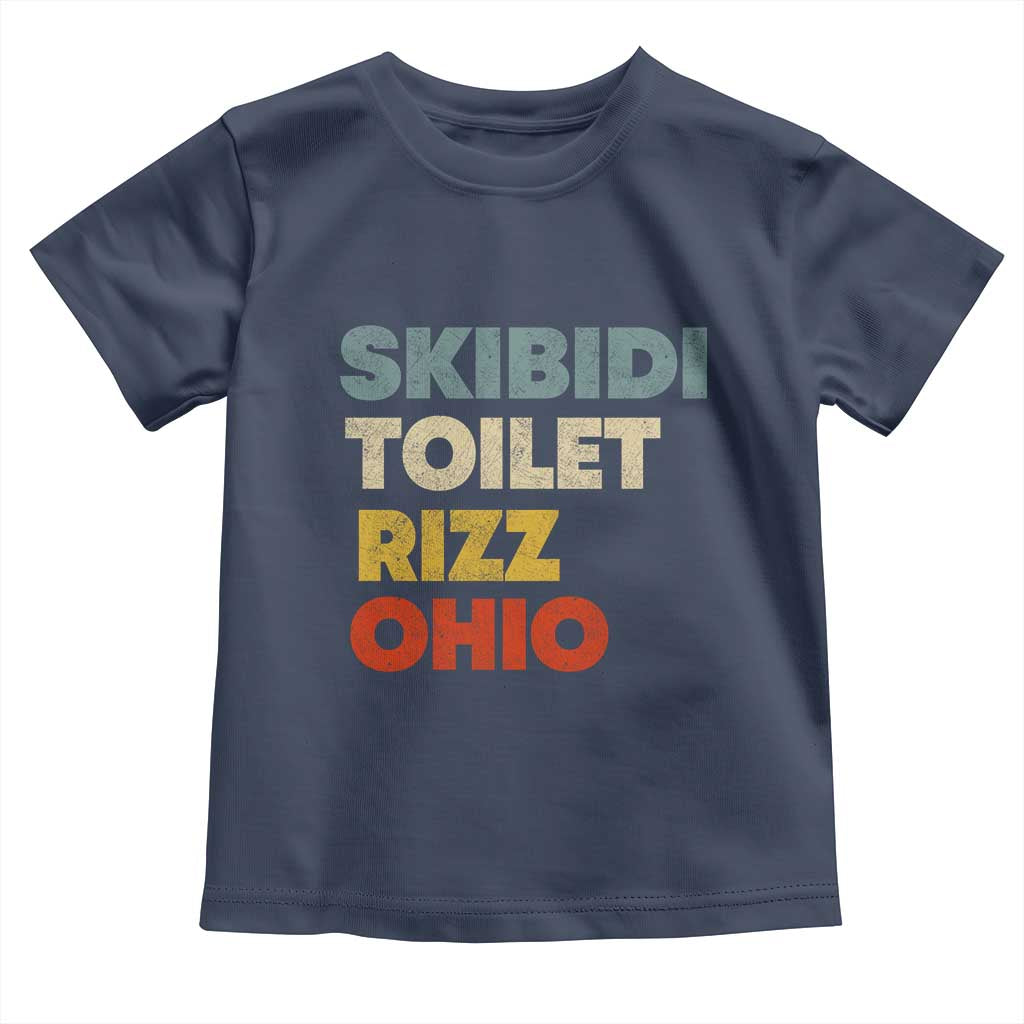 Skibidi Toilet Rizz Ohio Toddler T Shirt Funny Gen Alpha Slang Rizzler Game TS02 Navy Print Your Wear