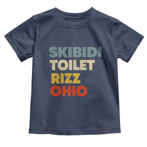 Skibidi Toilet Rizz Ohio Toddler T Shirt Funny Gen Alpha Slang Rizzler Game TS02 Navy Print Your Wear