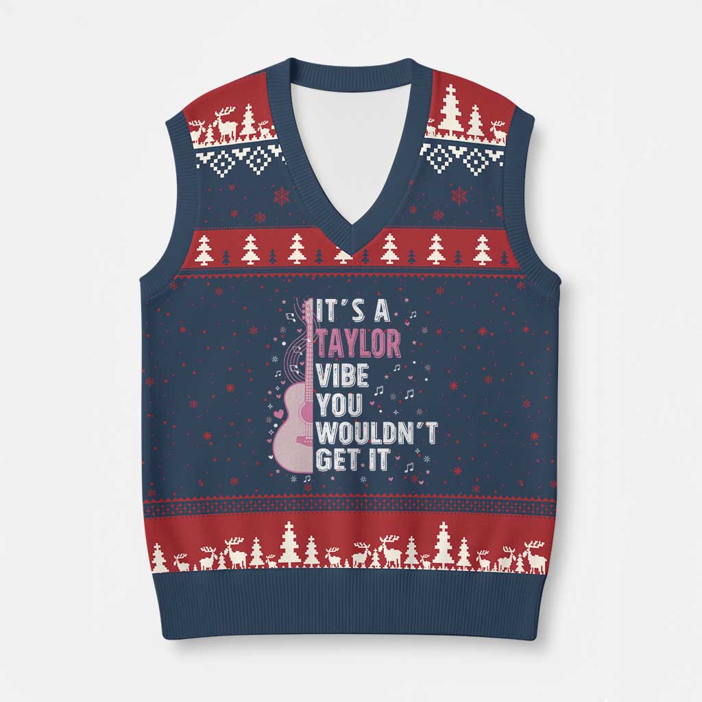 Taylor Name V-Neck Knit Sweater Vest It's A Taylor Vibe You Wouldn't Get It TS02 Navy Red Print Your Wear