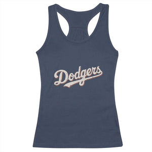 Vintage Retro Dodgers Name Racerback Tank Top Throwback Classic Style TS02 Navy Print Your Wear