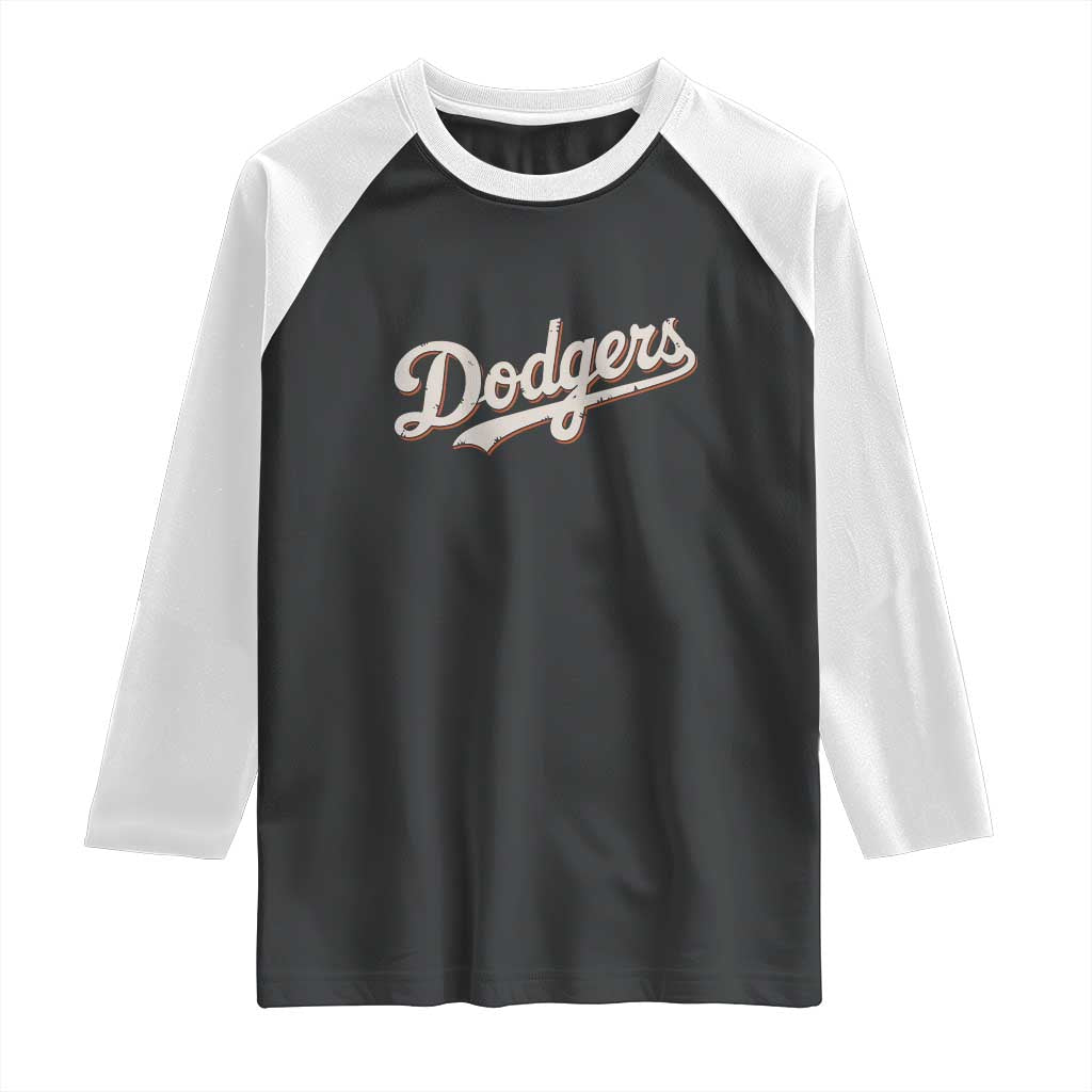 Vintage Retro Dodgers Name Raglan Shirt Throwback Classic Style TS02 Black White Print Your Wear