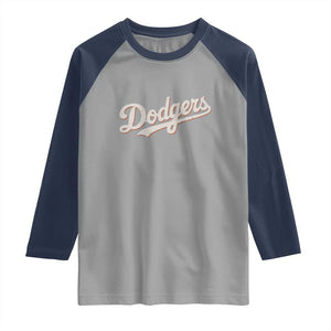 Vintage Retro Dodgers Name Raglan Shirt Throwback Classic Style TS02 Sport Gray Navy Print Your Wear