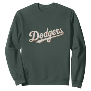 Vintage Retro Dodgers Name Sweatshirt Throwback Classic Style TS02 Dark Forest Green Print Your Wear