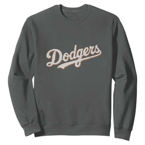 Vintage Retro Dodgers Name Sweatshirt Throwback Classic Style TS02 Dark Heather Print Your Wear