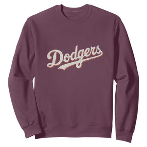 Vintage Retro Dodgers Name Sweatshirt Throwback Classic Style TS02 Maroon Print Your Wear