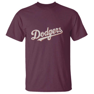 Vintage Retro Dodgers Name T Shirt Throwback Classic Style TS02 Maroon Print Your Wear