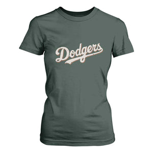 Vintage Retro Dodgers Name T Shirt For Women Throwback Classic Style TS02 Dark Forest Green Print Your Wear