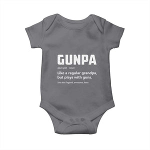 Cool Gun Grandpa Enthusiast Baby Onesie Funny Gunpa Definition Like A Regular Grandpa But Plays With Guns TS02 Charcoal Print Your Wear