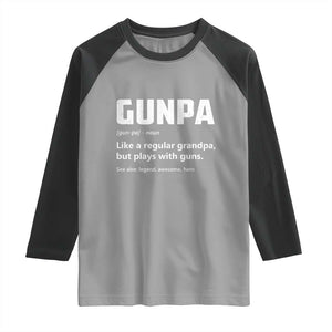 Cool Gun Grandpa Enthusiast Raglan Shirt Funny Gunpa Definition Like A Regular Grandpa But Plays With Guns TS02 Sport Gray Black Print Your Wear
