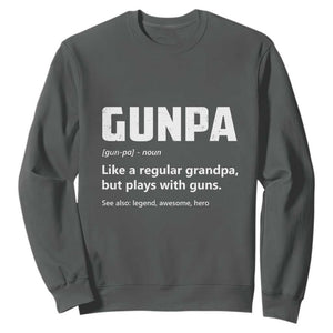 Cool Gun Grandpa Enthusiast Sweatshirt Funny Gunpa Definition Like A Regular Grandpa But Plays With Guns TS02 Dark Heather Print Your Wear
