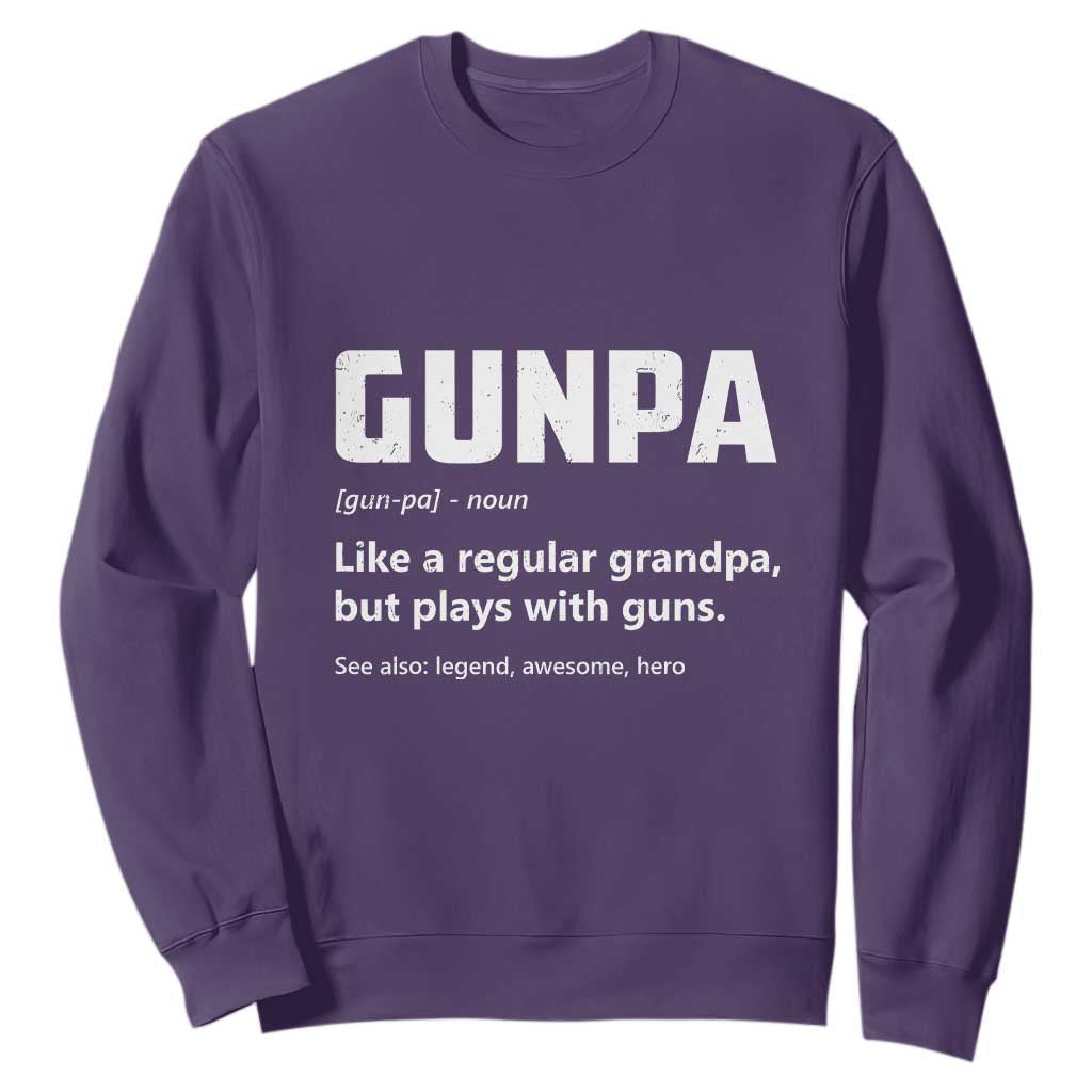 Cool Gun Grandpa Enthusiast Sweatshirt Funny Gunpa Definition Like A Regular Grandpa But Plays With Guns TS02 Purple Print Your Wear