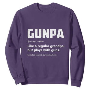 Cool Gun Grandpa Enthusiast Sweatshirt Funny Gunpa Definition Like A Regular Grandpa But Plays With Guns TS02 Purple Print Your Wear
