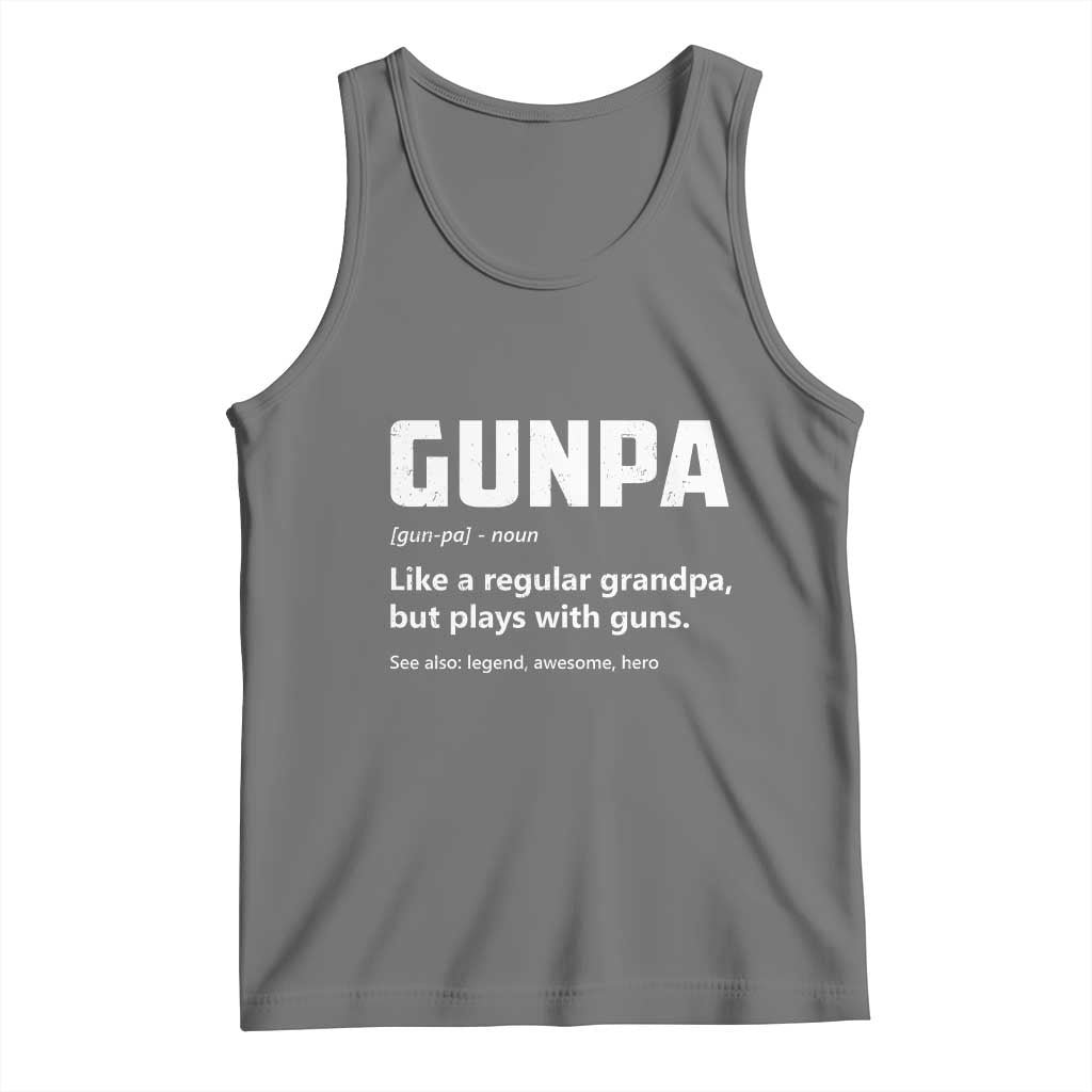 Cool Gun Grandpa Enthusiast Tank Top Funny Gunpa Definition Like A Regular Grandpa But Plays With Guns TS02 Black Heather Print Your Wear