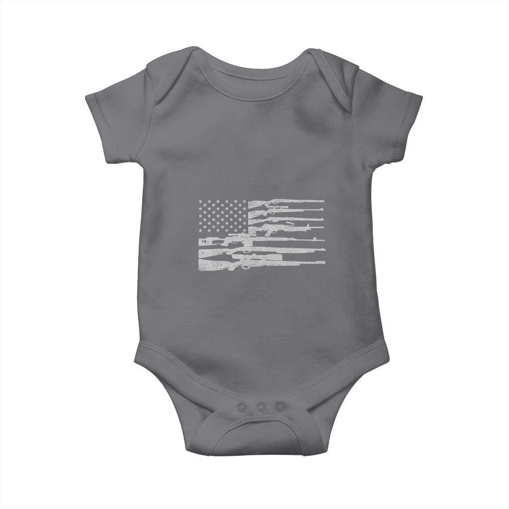 American Flag Rifle Firearm Baby Onesie Machine Guns 2A TS02 Charcoal Print Your Wear