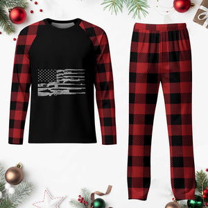 American Flag Rifle Firearm Plaid Pajama Set Machine Guns 2A TS02 Buffalo Plaid Print Your Wear