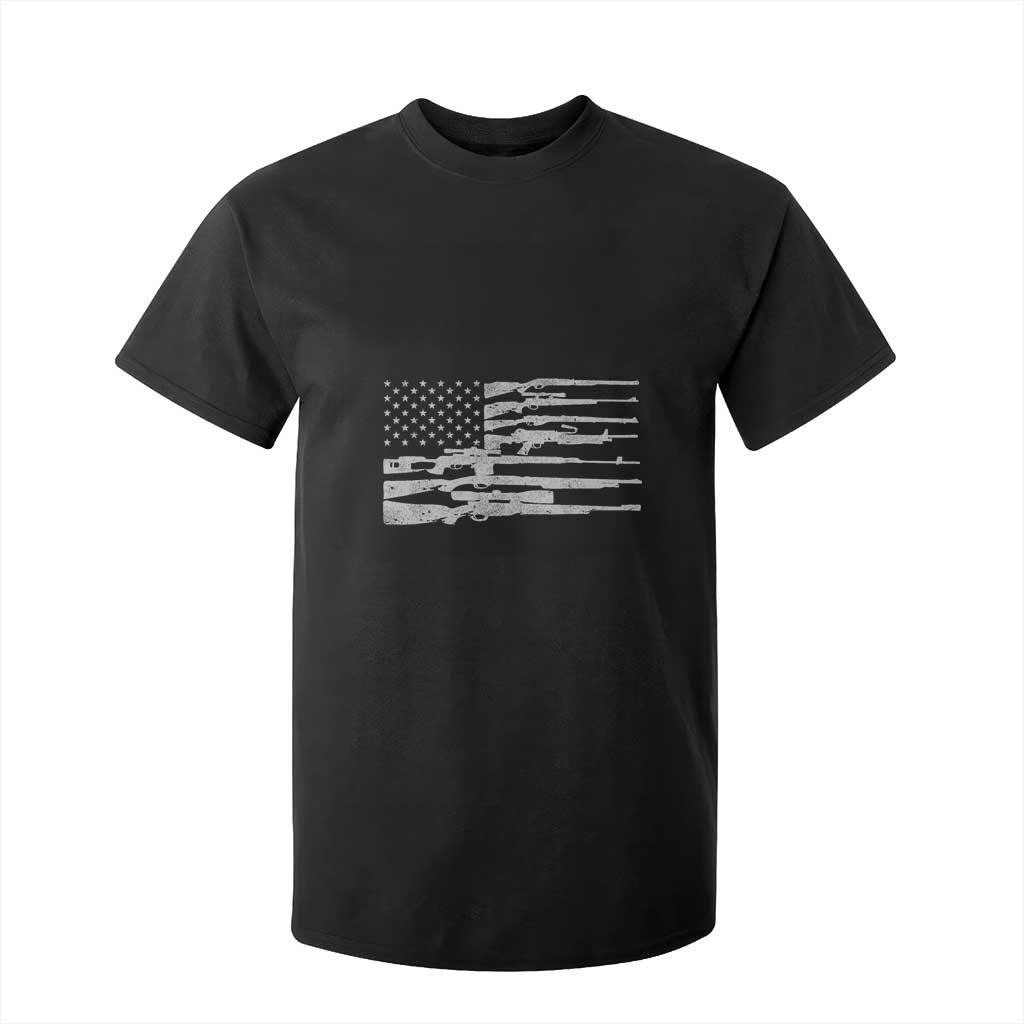American Flag Rifle Firearm T Shirt For Kid Machine Guns 2A TS02 Black Print Your Wear